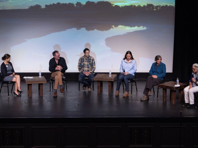 Carla speaking at film premier